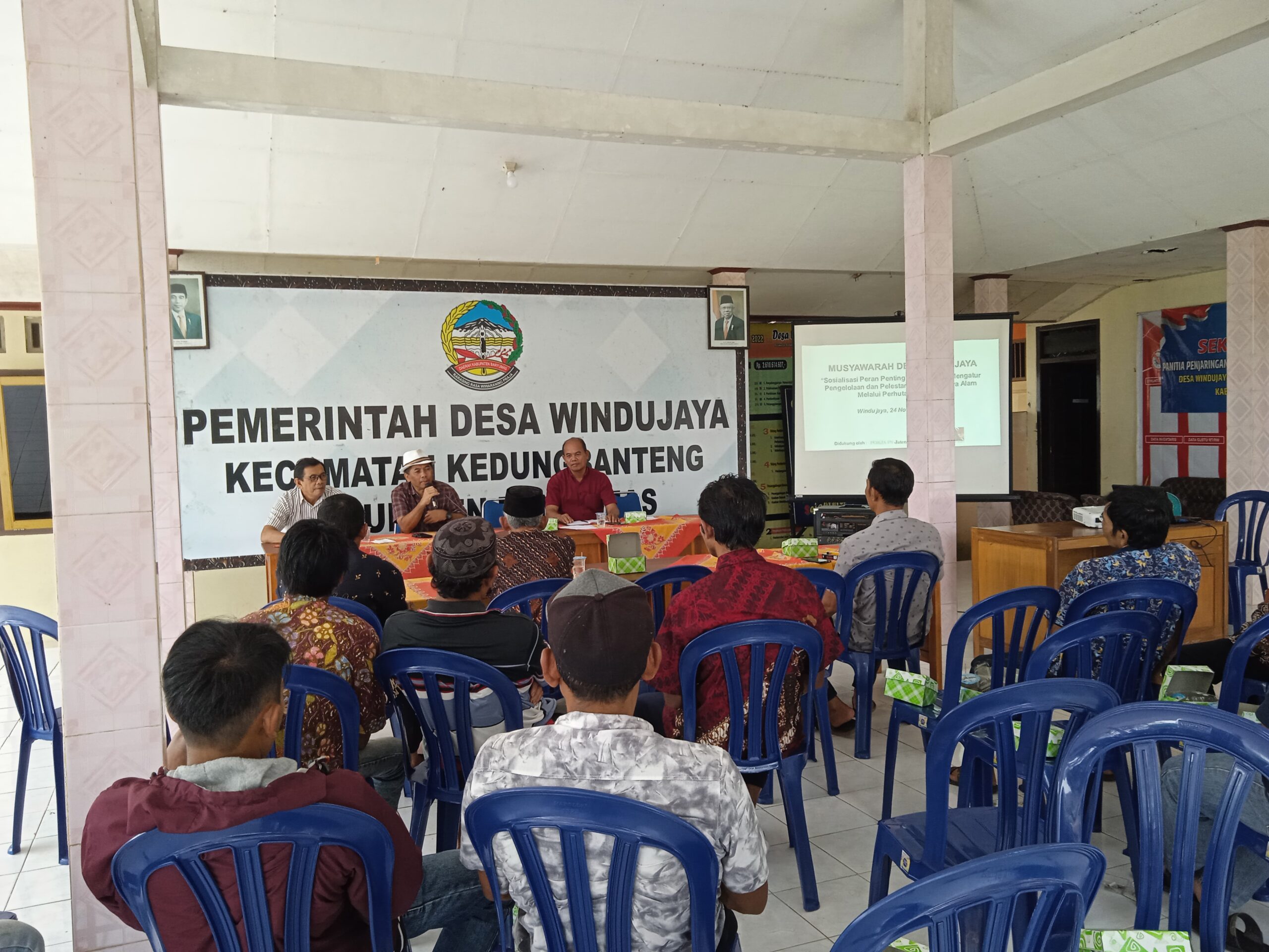 Musyawarah Desa Windujaya : Sosialisasi Rencana Pembuatan Perdes Pelestarian dan Pemanfaatan SDA, Pengusulam OECM dan Perhutanan Sosial